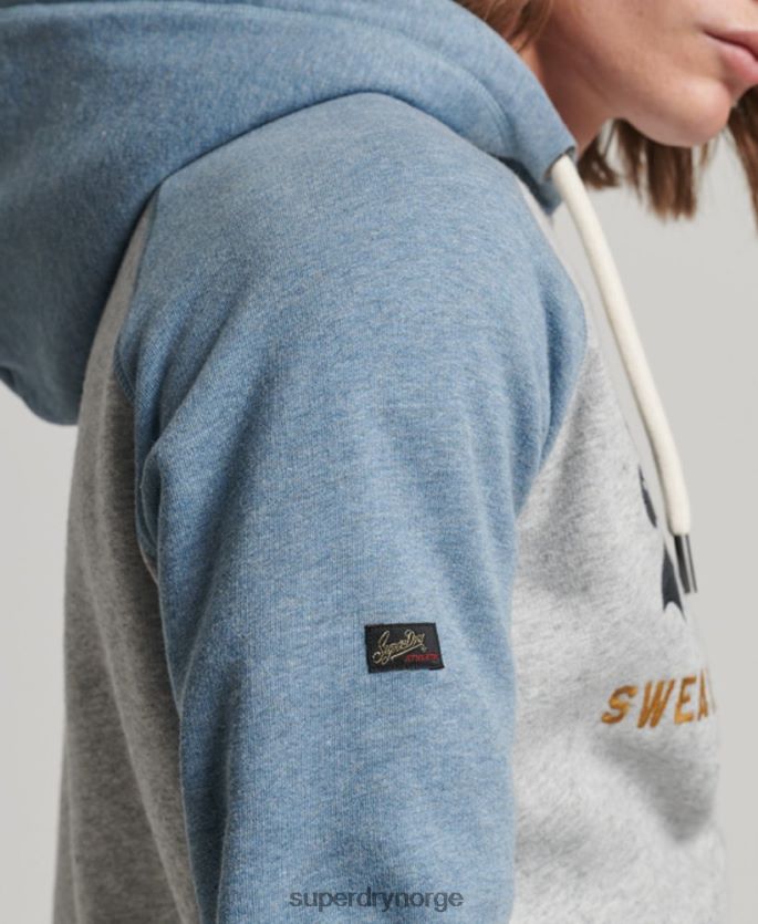 Superdry grå klær 86P46D812 raglan-hettegenser i økologisk bomull, vintage-logo menn