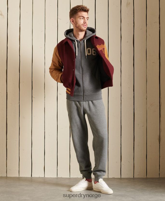 Superdry grå klær 86P46D891 vintage logo fargeblokk hettegenser med glidelås menn