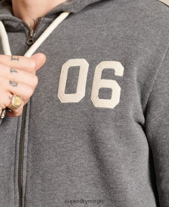Superdry grå klær 86P46D891 vintage logo fargeblokk hettegenser med glidelås menn