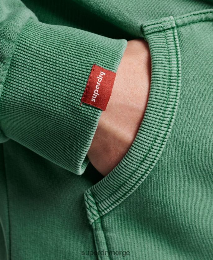 Superdry grønn klær 86P46D462 vintage logo neon hettegenser med glidelås menn