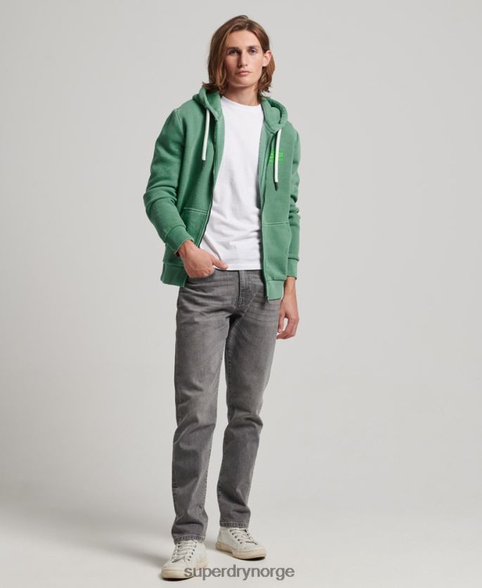 Superdry grønn klær 86P46D462 vintage logo neon hettegenser med glidelås menn