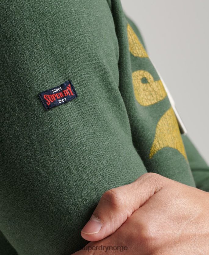 Superdry grønn klær 86P46D484 vintage logo marl hettegenser menn
