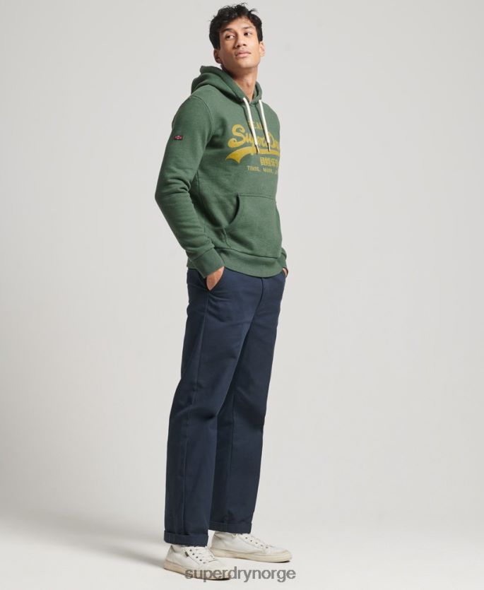 Superdry grønn klær 86P46D484 vintage logo marl hettegenser menn