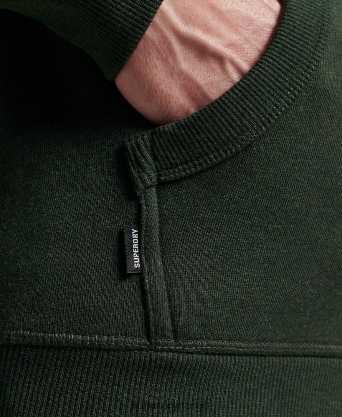 Superdry grønn klær 86P46D487 vintage logo brodert hettegenser med glidelås menn