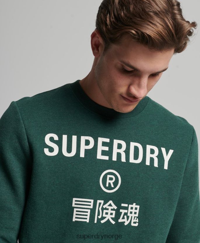 Superdry grønn klær 86P46D5102 bedriftslogo marl crew sweatshirt menn