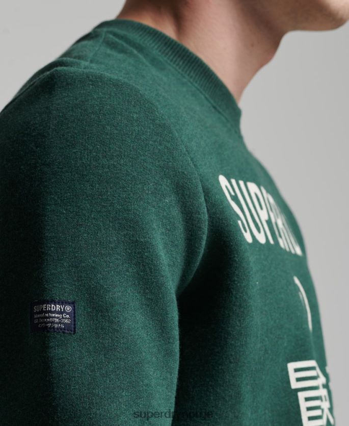 Superdry grønn klær 86P46D5102 bedriftslogo marl crew sweatshirt menn