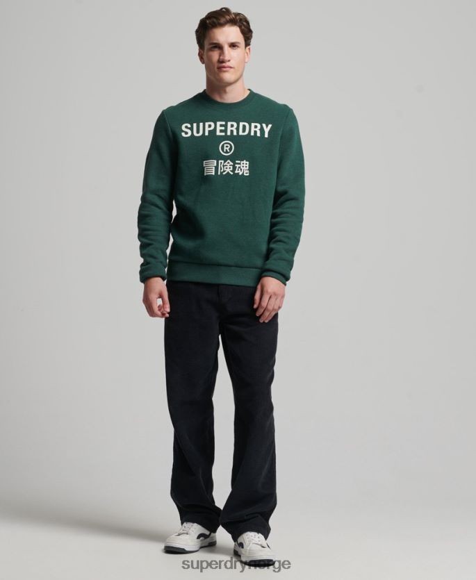 Superdry grønn klær 86P46D5102 bedriftslogo marl crew sweatshirt menn