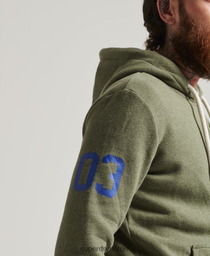 Superdry grønn klær 86P46D5121 klassisk grafisk logo hettegenser med glidelås menn