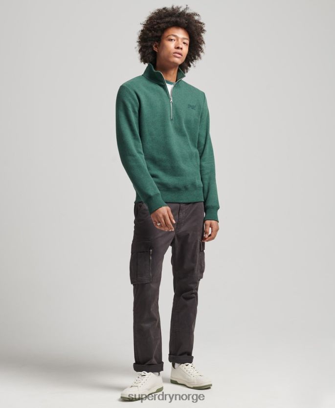 Superdry grønn klær 86P46D5130 genser med halv glidelås i økologisk bomull menn