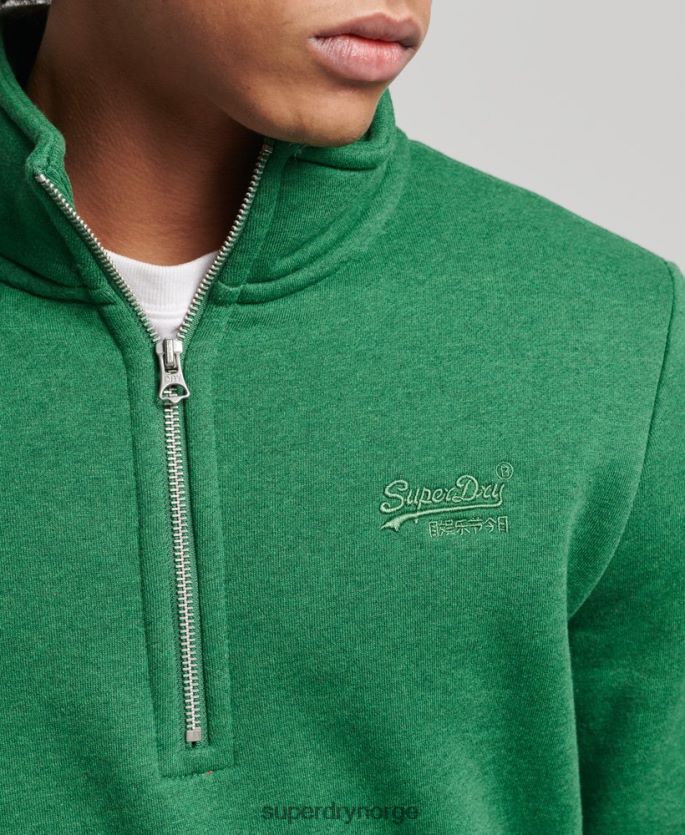 Superdry grønn klær 86P46D5133 Henley sweatshirt med vintage logo i økologisk bomull menn