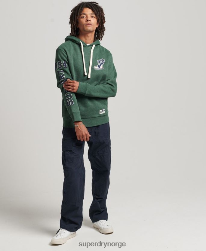 Superdry grønn klær 86P46D5164 college-hettegenser i vintage scriptstil menn