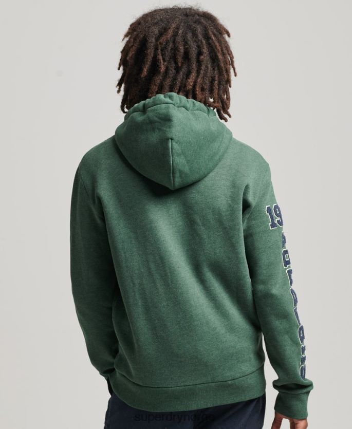 Superdry grønn klær 86P46D5164 college-hettegenser i vintage scriptstil menn