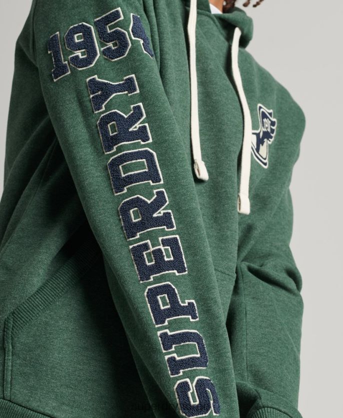 Superdry grønn klær 86P46D5164 college-hettegenser i vintage scriptstil menn