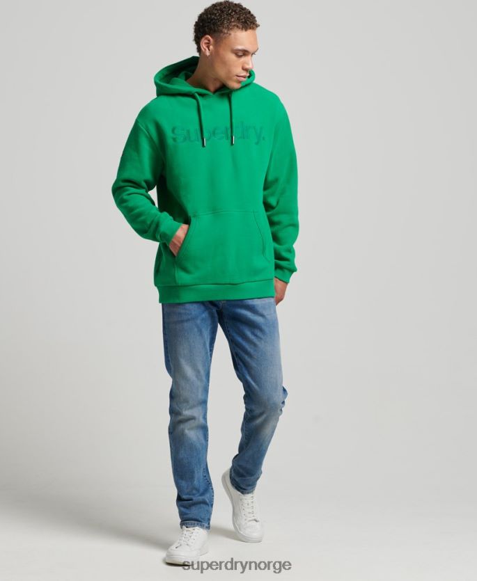 Superdry grønn klær 86P46D5177 hettegenser med brodert tonal kjernelogo menn