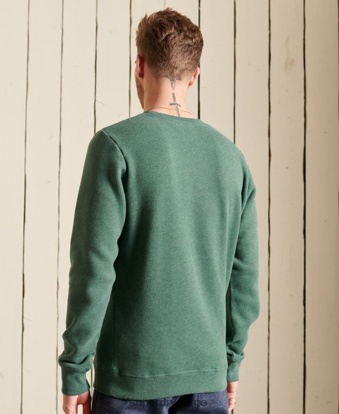 Superdry grønn klær 86P46D5187 vintage sweatshirt med logobesetning i økologisk bomull menn