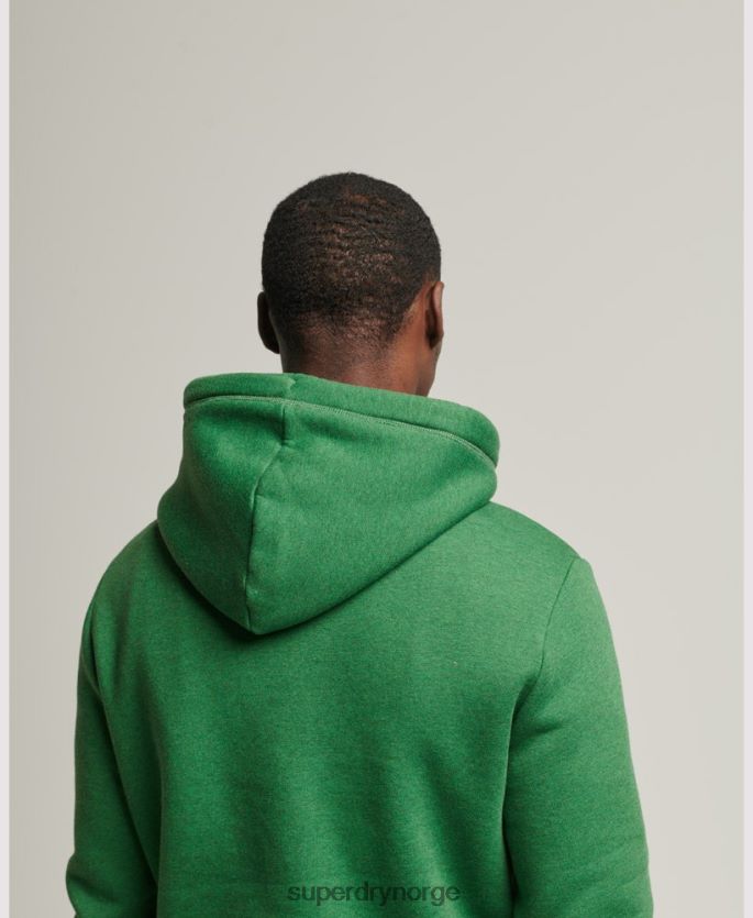 Superdry grønn klær 86P46D5192 vintage logobrodert hettegenser i økologisk bomull menn