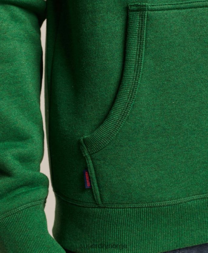 Superdry grønn klær 86P46D5192 vintage logobrodert hettegenser i økologisk bomull menn