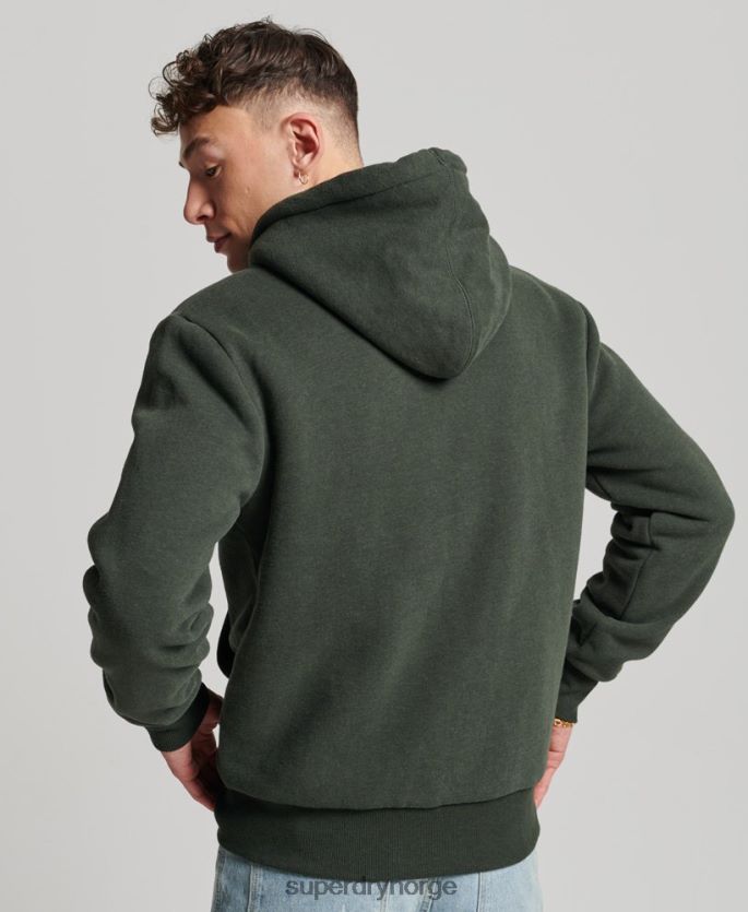 Superdry grønn klær 86P46D5204 essensiell borg-fôret hettegenser med glidelås menn