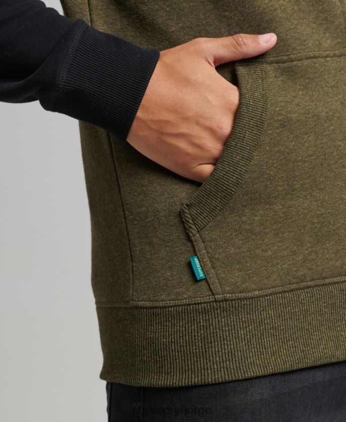 Superdry grønn klær 86P46D520 hettegenser med baseball-glidelås i økologisk bomull menn