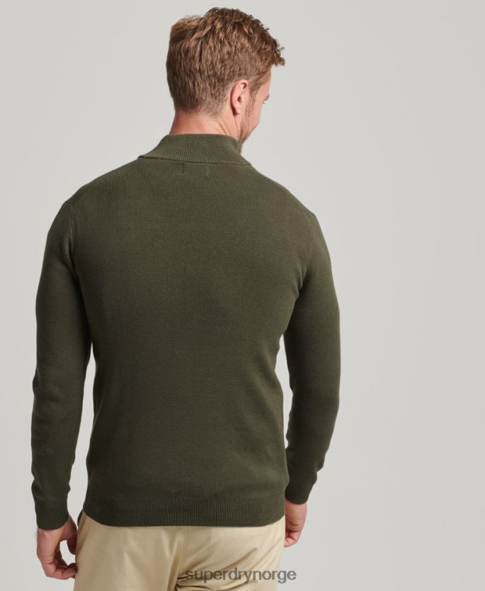 Superdry grønn klær 86P46D5243 Henley sweatshirt med brodert økologisk bomull menn