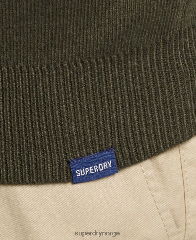 Superdry grønn klær 86P46D5243 Henley sweatshirt med brodert økologisk bomull menn
