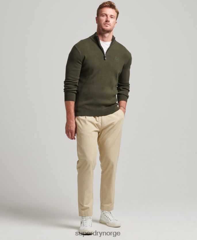 Superdry grønn klær 86P46D5243 Henley sweatshirt med brodert økologisk bomull menn