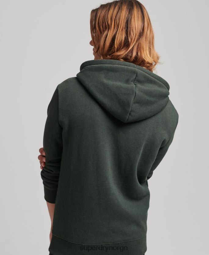 Superdry grønn klær 86P46D525 vintage logobrodert hettegenser med glidelås i økologisk bomull menn