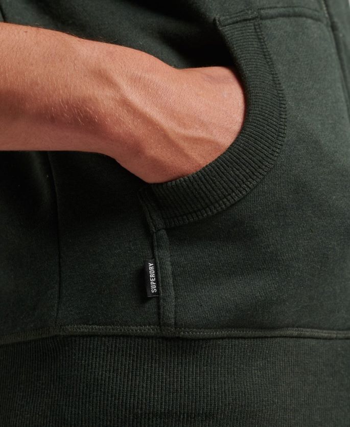 Superdry grønn klær 86P46D525 vintage logobrodert hettegenser med glidelås i økologisk bomull menn