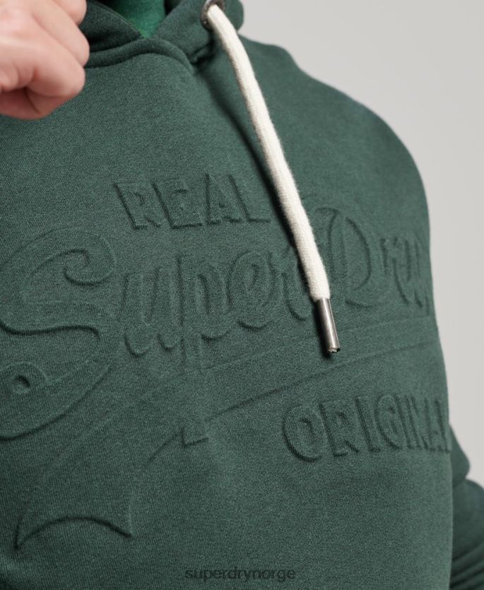Superdry grønn klær 86P46D546 vintage hettegenser med preget logo menn