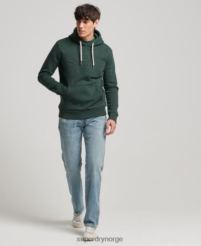 Superdry grønn klær 86P46D546 vintage hettegenser med preget logo menn