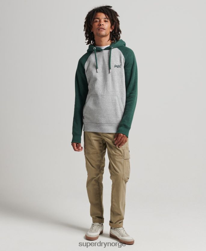 Superdry grønn klær 86P46D547 vintage logo baseball hettegenser i økologisk bomull menn