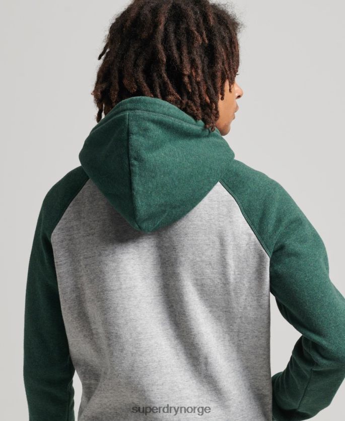 Superdry grønn klær 86P46D547 vintage logo baseball hettegenser i økologisk bomull menn