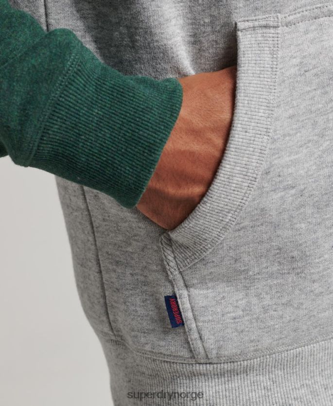 Superdry grønn klær 86P46D547 vintage logo baseball hettegenser i økologisk bomull menn