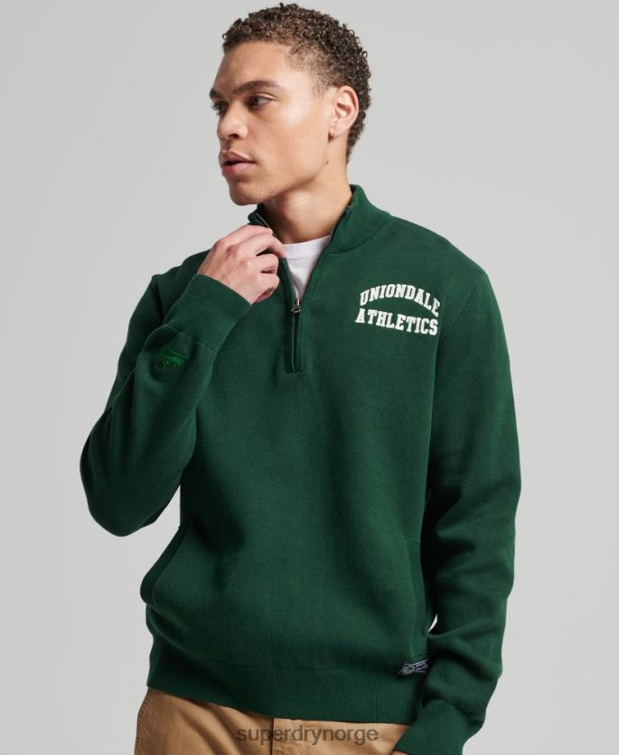Superdry grønn klær 86P46D561 vintage varsity henley sweatshirt menn