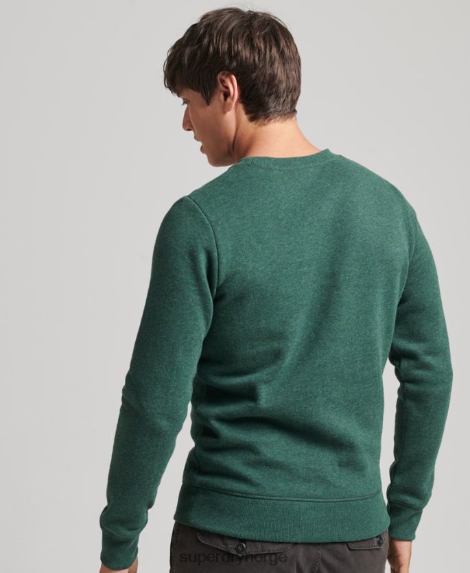 Superdry grønn klær 86P46D601 genser med logobesetning i økologisk bomull menn