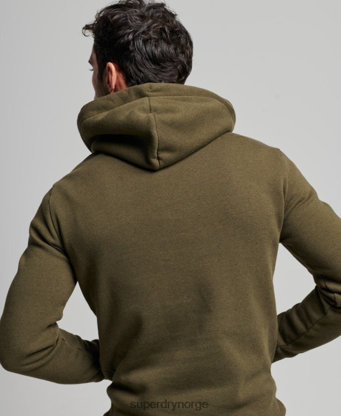 Superdry grønn klær 86P46D659 klassisk hettegenser med vintage kjernelogo menn