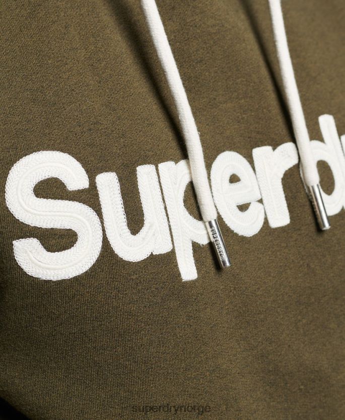 Superdry grønn klær 86P46D659 klassisk hettegenser med vintage kjernelogo menn