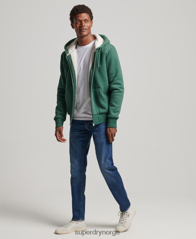 Superdry grønn klær 86P46D679 essensiell borg-fôret hettegenser med glidelås menn