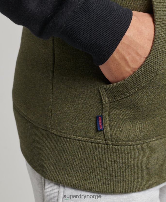 Superdry grønn klær 86P46D696 vintage logo baseball hettegenser i økologisk bomull menn