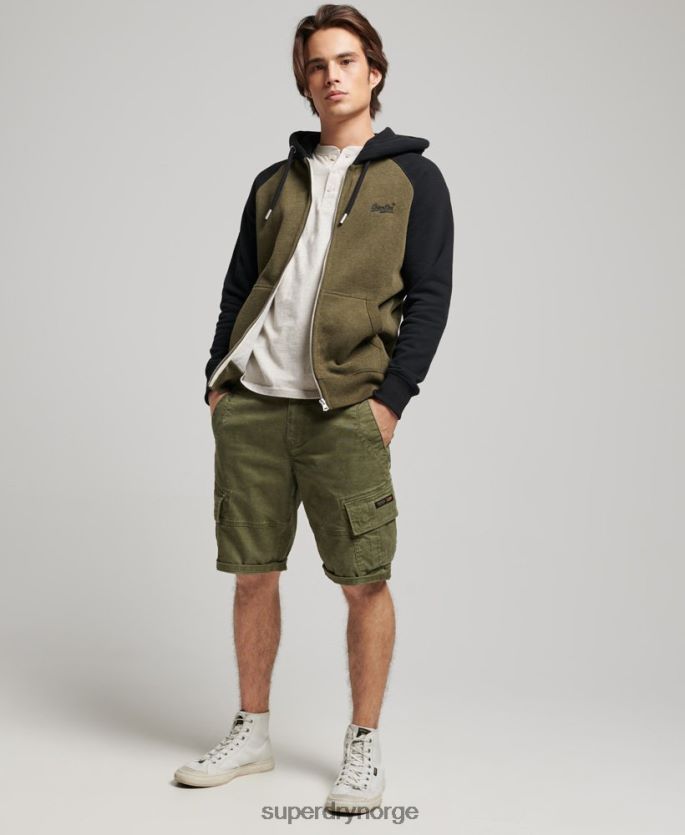 Superdry grønn klær 86P46D723 vintage logo brodert baseball hettegenser med glidelås menn