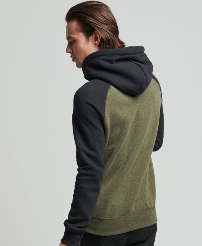 Superdry grønn klær 86P46D745 vintage logo baseball hettegenser i økologisk bomull menn