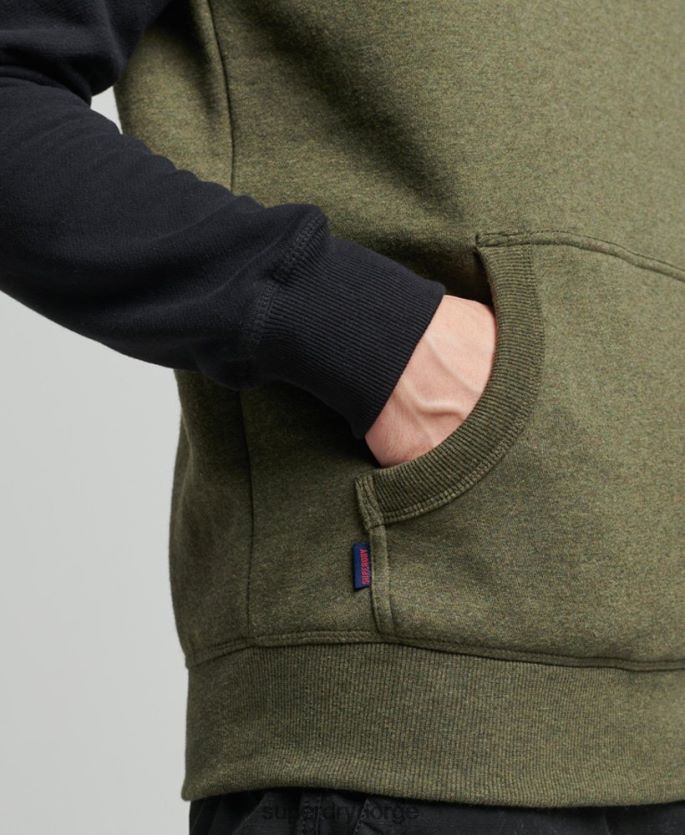 Superdry grønn klær 86P46D745 vintage logo baseball hettegenser i økologisk bomull menn