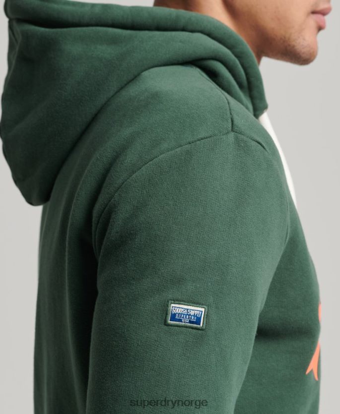 Superdry grønn klær 86P46D808 vintage logo american classics hettegenser menn