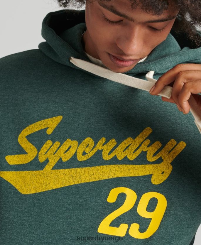 Superdry grønn klær 86P46D824 vintage hettegenser for atletisk by script menn