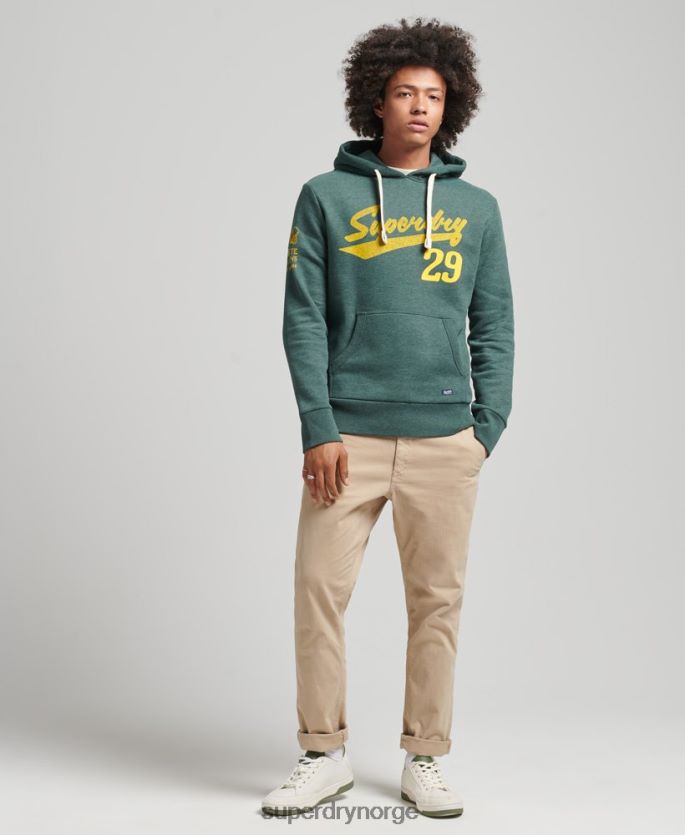 Superdry grønn klær 86P46D824 vintage hettegenser for atletisk by script menn