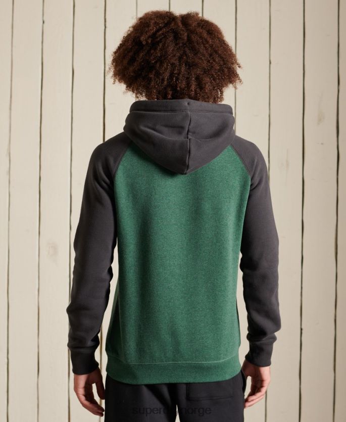 Superdry grønn klær 86P46D833 vintage logobroderi baseball-hettegenser menn