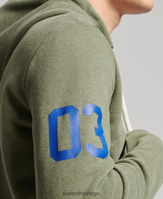 Superdry grønn klær 86P46D840 vintage logo klassisk hettegenser med glidelås menn