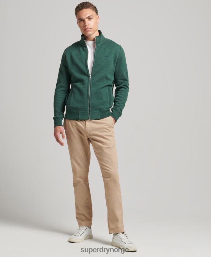 Superdry grønn klær 86P46D842 organisk bomull vintage logo glidelås spor topp menn