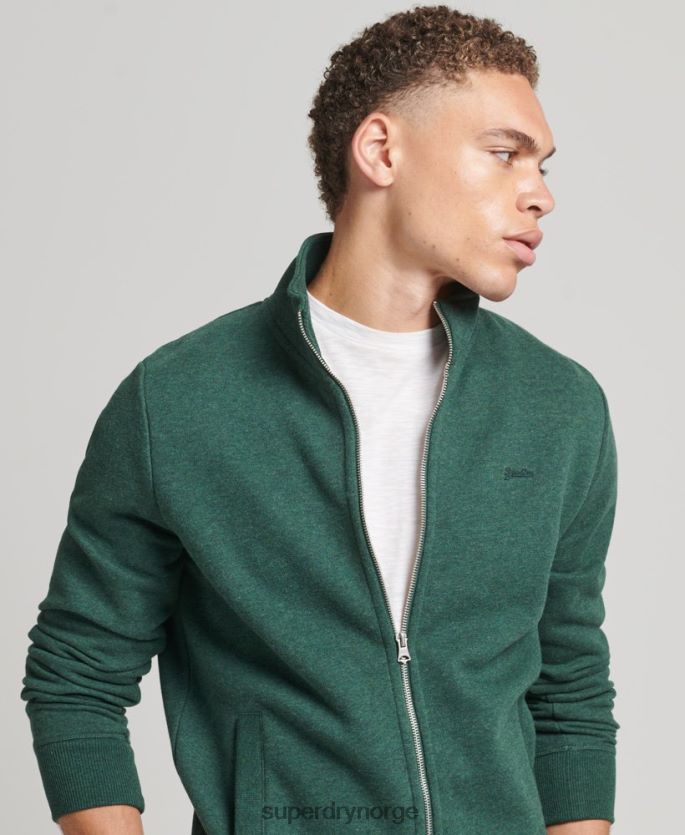 Superdry grønn klær 86P46D842 organisk bomull vintage logo glidelås spor topp menn