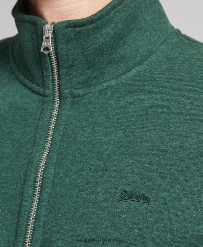 Superdry grønn klær 86P46D842 organisk bomull vintage logo glidelås spor topp menn